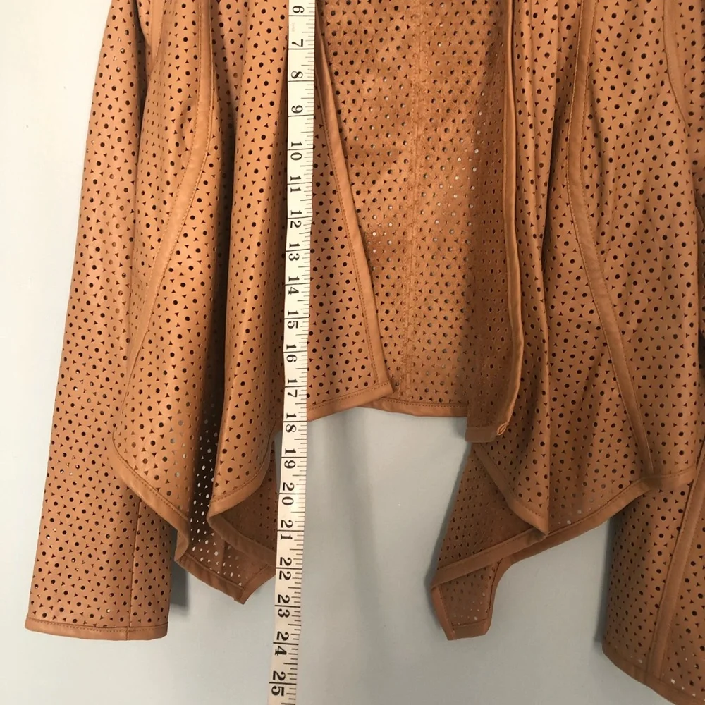 G.I.L.I Tan‎ Faux Leather Lasercut Jacket Sz. 8